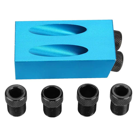 Pocket Hole Jig Kit For Woodworking With 15 Degree Oblique Hole Locator, aluminum body, hardened steel bushings, top view