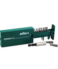 Torx Bit Selector Set T5 Through T30 With One Quarter Magnetic Bit Holder For Power Tools, 11-Piece Pocket Sized Kit in green case.