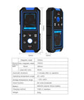 No Sweat Stud Finder And Wall Scanner With Built In Metal Detector and Live Wire Tracker Accurate Depth Gauge front and side view with measurements.