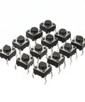 100Pcs 6x6x5mm Mini Momentary Tactile Push Button Switches SPST, 4-Pin Through Hole Button Micro Switches for electronics projects