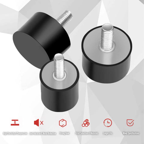 Heavy Duty M16 Rubber Vibration Isolators For Diesel Generators set of three pieces with metal studs for shock absorption.