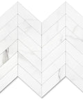 10 Sheet Herringbone Peel And Stick Backsplash In White Marble Look PVC Self Adhesive Wall Tiles, 12x12 Inch, Close-up View
