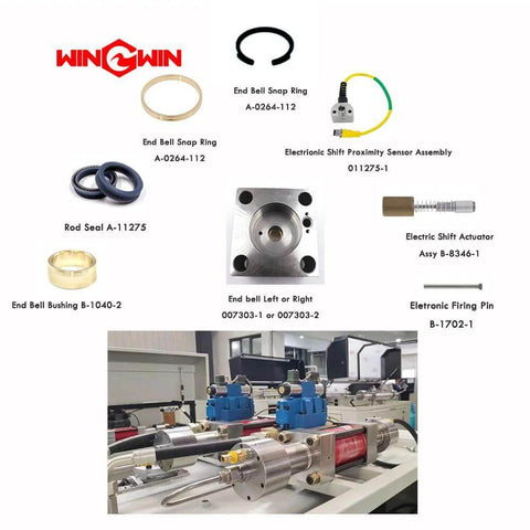 Direct drive seal carrier assembly 013933-1 for waterjet pump; collage shows Win Win parts and components.