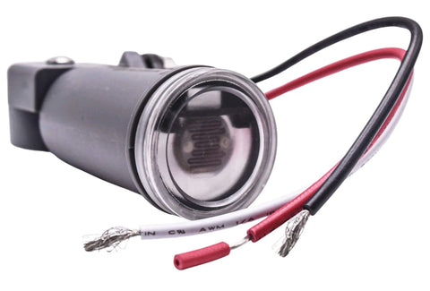 Photocell Light Sensor With Swivel Mount Dusk To Dawn Hardwired Switch For Outdoor Lighting, wires exposed, close-up view