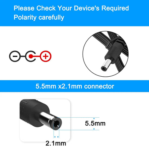 12V Battery Charger For Kid Ride On Toys Compatible With Power Core E90 E95 connector with 5.5mm x 2.1mm sizing and polarity guide