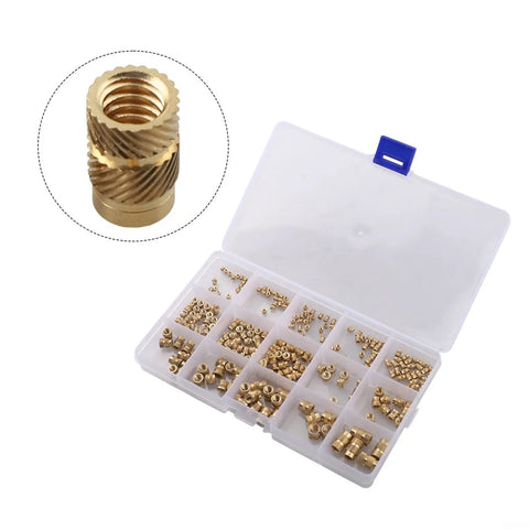 300 Piece Heat Set Threaded Inserts Kit M2 To M6 And One Quarter Twenty Brass Knurled Nuts For 3D Printing PLA ABS Repair Mixed Pack Copper Forging For Strong Durable Joints in case