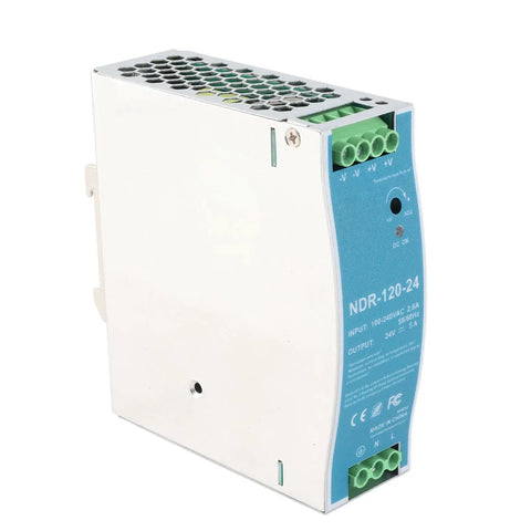 Heavy Duty 120W Rail Power Supply 24V 5A for Industrial Machines NDR 120 24 with aluminum plastic enclosure