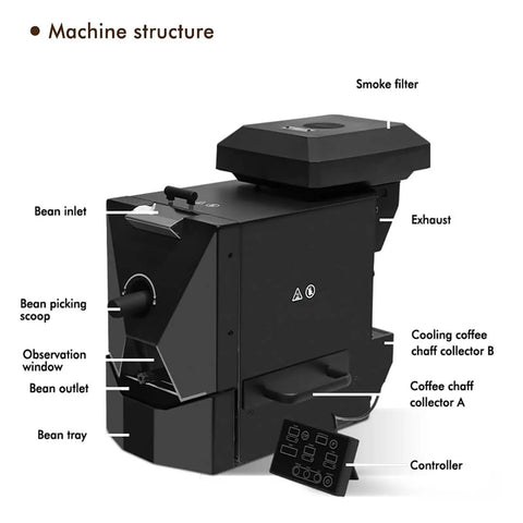 Electric Coffee Roaster for Home Or Small Cafe Pro Grade 500g Automatic Drum Roasting Machine With Smoke Filter And Chaff Collector