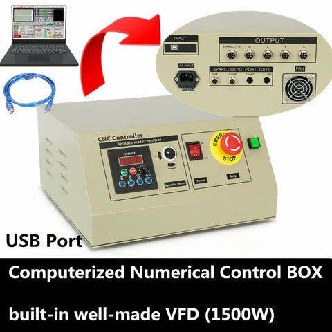 Four Axis Router Kit With 1.5KW VFD Water Cooled Spindle USB Control Box Handwheel Ball Screw 6090 CNC Controller