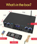 Home Stereo Receiver With Bluetooth 800W Peak Power 4 Channel Amplifier And USB MP3 Player Karaoke Mic Control