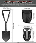 Dimensions of Lightweight 18.5 Inch Folding Shovel For Camping And Hiking, Portable High Carbon Steel Digging Shovel With Mini Trowel