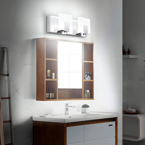 Dimmable Matte Black Bathroom Vanity Lights Over Mirror Modern LED Vanity Light 2 Light Fixtures Sleek Over Mirror Mount