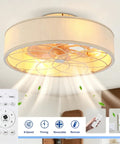 Yunstore mathishome Fabric-Style Bladeless Ceiling Fan with Remote Control showing 16.6 inch design and light features.