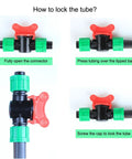 Irrigation In Line Barbed Shut Off Valve With Locking Fitting For Half Inch Drip Tape Tubing Sprinkler System close-up installation guide