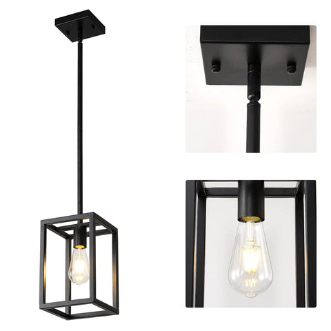 Black Pendant Light For Dining Room And Kitchen Island, Dope 1 Light Modern Hanging Fixture, Industrial Matte Black Chandelier