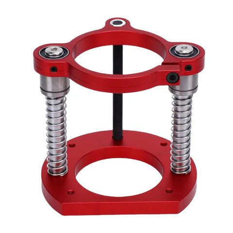 Router Lift Base With Adjustable Insert Plate And Two Jaw Clamps, 70mm Stroke For 64-66mm Trimming Routers, red metal