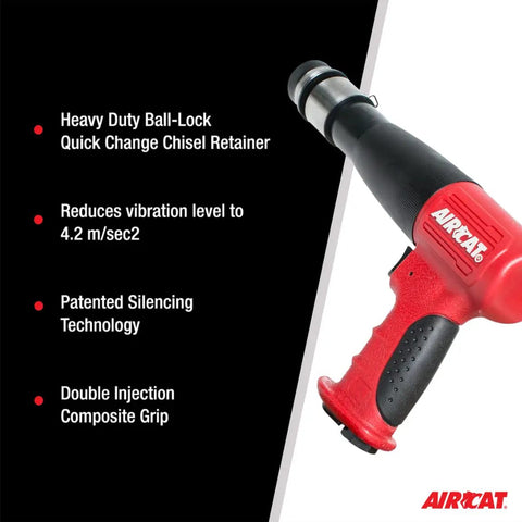 Pneumatic Long Stroke Air Hammer 0.401 Inch Shank Composite Body 2100 BPM Vibration Damped Technology Heavy Duty Quick Change