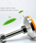 Super Solid Orange Leveling Feet With M10 Threaded Base And Non Slip Rubber Pads For Gear Stands Quick Level On Uneven Ground Heavy Duty Carbon Steel Construction, close-up view showing orange top and threaded base.
