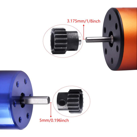 Durable Metal Spur Gear Set 54T 32P With 15T 17T 19T Pinions for Traxxas shown with 3.175mm and 5mm hole details