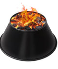 Double Rolled Edge One Piece Grill Shield For Weber Smokey Mountain 22 And 26.75 Inch Kettle Grills with burning coals inside.