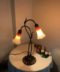 Lily Flower Blown Glass Accent Table Lamp In Orange 15 Inch Wide 22 Inch High Cozy Two Light With Separate On Off 4 Way Rotary