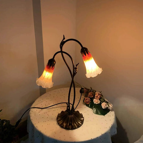 Lily Flower Blown Glass Accent Table Lamp In Orange 15 Inch Wide 22 Inch High Cozy Two Light With Separate On Off 4 Way Rotary