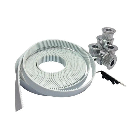 Open Ended Timing Belt Set 5 Meters Long 15mm Wide White Polyurethane Belt For Laser Engraving And CNC Machines with 5 Pulleys