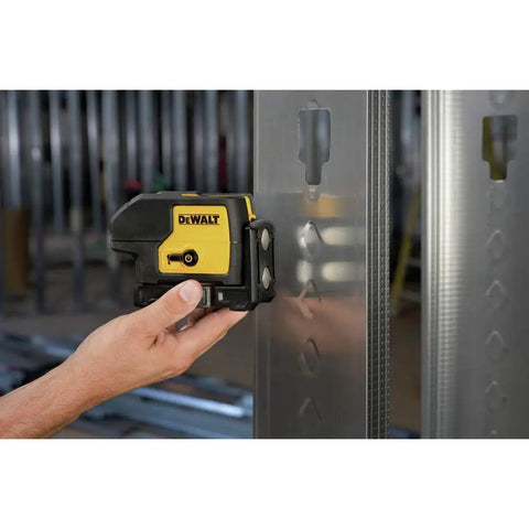 Self Leveling Line Laser With Three Red Beams, 1/4 Inch At 100 Feet Accuracy, Magnetic Pivot Mount For Metal Surfaces mounted on wall