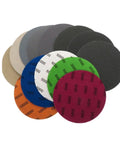 Huge 5 Inch Waterproof Hook Loop Sanding Discs With Silicon Carbide Grits From 60 To 10000 For Professional And DIY Auto Body Jobs Super Durable Smooth Finish Ready To Rock, assorted grit colors.