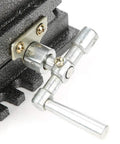 Beefy 4 Inch Cross Slide Vise With Heavy Duty Clamping Power For Milling Machines And Drill Presses Steel Construction Wide Jaws For Secure Workpieces And Precise Cuts Ready For Any Heavy Metal Working Project, close-up handle and jaw mount