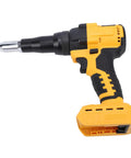 Get The Heavy Duty Cordless Rivet Gun With Brushless Motor For Fast 1 8 5 32 And 3 16 Inch Rivets, Auto Reverse Mode Plus Bright LED Light Tool Fits Dcb200 Battery For Pro DIY Hacks, side view