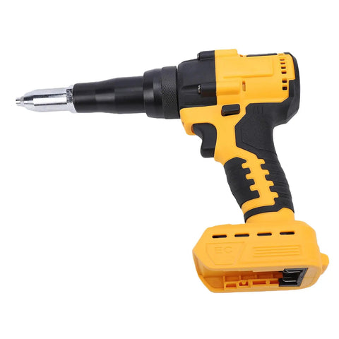 Get The Heavy Duty Cordless Rivet Gun With Brushless Motor For Fast 1 8 5 32 And 3 16 Inch Rivets, Auto Reverse Mode Plus Bright LED Light Tool Fits Dcb200 Battery For Pro DIY Hacks, side view