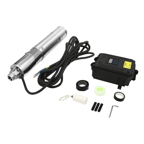 24V Deep Well Submersible Pump 210W with 3 Inch Solar Kit and MPPT Controller, stainless steel and control box for irrigation