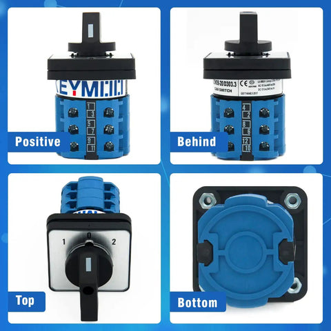 Beefy Rotary Changeover Switch 20A 2 Way 3NO 3NC 660V Three Phase 12 Terminals On Off On Latching Universal Selector Switch 3 Position