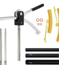 Portable Must Have Dirt Bike Tire Changing Tool Kit Fits 16 To 21 Inch Wheels With Rack And Pinion System Includes 15mm 17mm 20mm 25mm Axles Bead Breaker And Mounting Tools For Quick Pinch Free Tire Install, showing components.