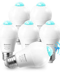 Six Pack Motion Sensor LED Light Bulbs Auto On Night Light With Ultra Sensitive Detection 30 To 45 Second Timed Glow Energy Efficient Motion Detector Bulbs For Hallways Closets Stairwells Entryways, six white bulbs