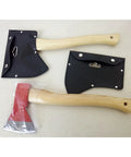 Leather Adjustable Axe Sheath For Camping And Outdoor Use Gear Belt Carry Hatchet Head Protector next to an axe