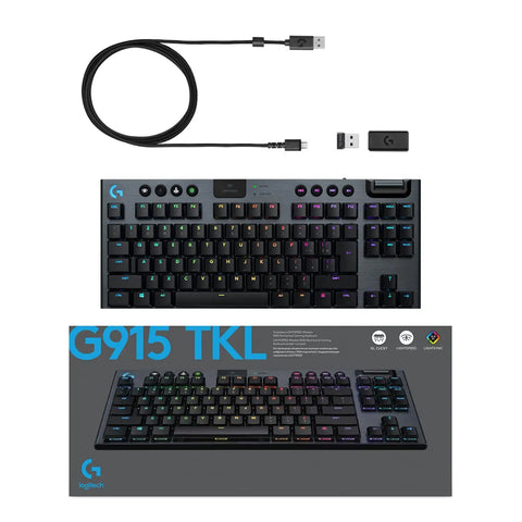 Game Changing Tenkeyless Wireless Mechanical Gaming Keyboard Featuring Crisp Tactile Switches Slick Syncable RGB Lighting Zero Lag Wireless Connection And Heavy Duty All Day Battery For Battle Ready Setups Black with USB cable and receiver.