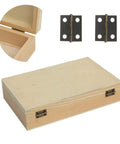 Fifty Piece Mini Bronze Butt Hinges With Two Hundred Matching Screws Top Shelf Gear For Diy Crafts Jewelry Boxes Wooden Cases And Dollhouse Builds Heavy Duty Hardware That Truly Holds Tight on a wooden box.
