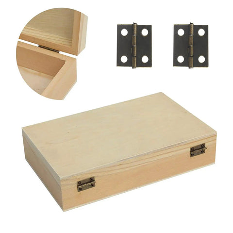 Fifty Piece Mini Bronze Butt Hinges With Two Hundred Matching Screws Top Shelf Gear For Diy Crafts Jewelry Boxes Wooden Cases And Dollhouse Builds Heavy Duty Hardware That Truly Holds Tight on a wooden box.