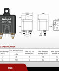 Beefy 12V 120A 4 Pin SPST Starter Relay for Cars Trucks RVs and Boats High Current Automotive Power Switch for Split Charging and Reliable On Demand Power, black metal relay with dimensions