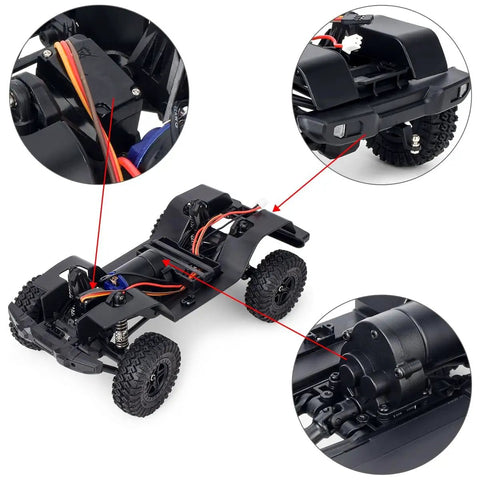 Hardcore Nylon Crawler Chassis Frame With Gearbox Assembled Upgrade Kit for One Eighteenth Scale RC Crawlers Like Bronco Defender AX8562