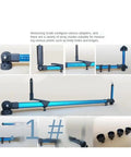 Close-up of 2D Measuring Gauge For Sheet Metal Repair And Vehicle Frame Straightening with adapters and ruler display.