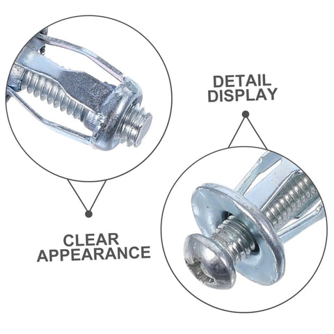 35 Pcs M4 M5 M6 Petal Shape Expansion Nuts And Screws Kit For Hollow Walls Plasterboard Metal Construction With Quick Install And Versatile Use For Home Repairs And Diy Projects, zinc alloy close-up