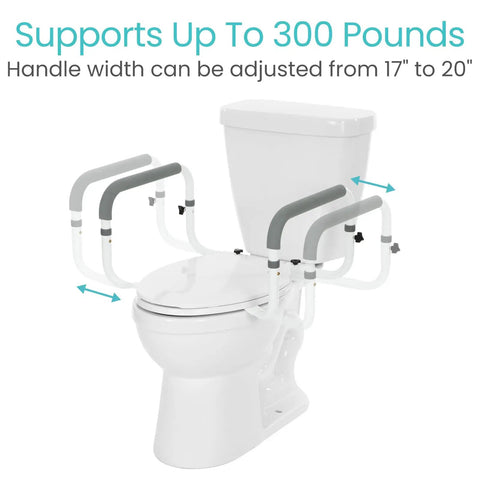 Toilet Safety Rail With Adjustable Grab Bar, Compact Support Frame, Padded Handrail, Easy Install For Seniors And Elderly, Helps With Sit Stand, Supports Up To 300 Lbs, Great For Arthritis And Handicap Bathrooms