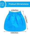 Product dimensions of 12 Pack VRC2 Cloth Filter Replacement For 1.5 To 3.2 Gallon Wet Dry Vacuums, blue filter, 4.33x5.52 inches