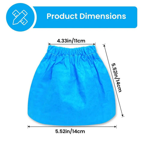 Product dimensions of 12 Pack VRC2 Cloth Filter Replacement For 1.5 To 3.2 Gallon Wet Dry Vacuums, blue filter, 4.33x5.52 inches