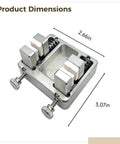 Beefy Aluminum Soldering Clamp For Quick PCB Fixes And Precise Wiring, Durable Temperature Resistant, shown with dimensions 2.66 x 3.07 inches.