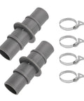 Must Have Pool Hose Adapter For 1 1/4 Inch Or 1 1/2 Inch Hoses, Easy Slip On Fit, includes 2 durable plastic connectors with clamps