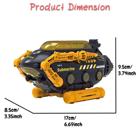 Rad Submarine Toy For Kids With Robotic Arms Adjustable Base Foldable Design Deep Sea Probe Action Dimensions Shown